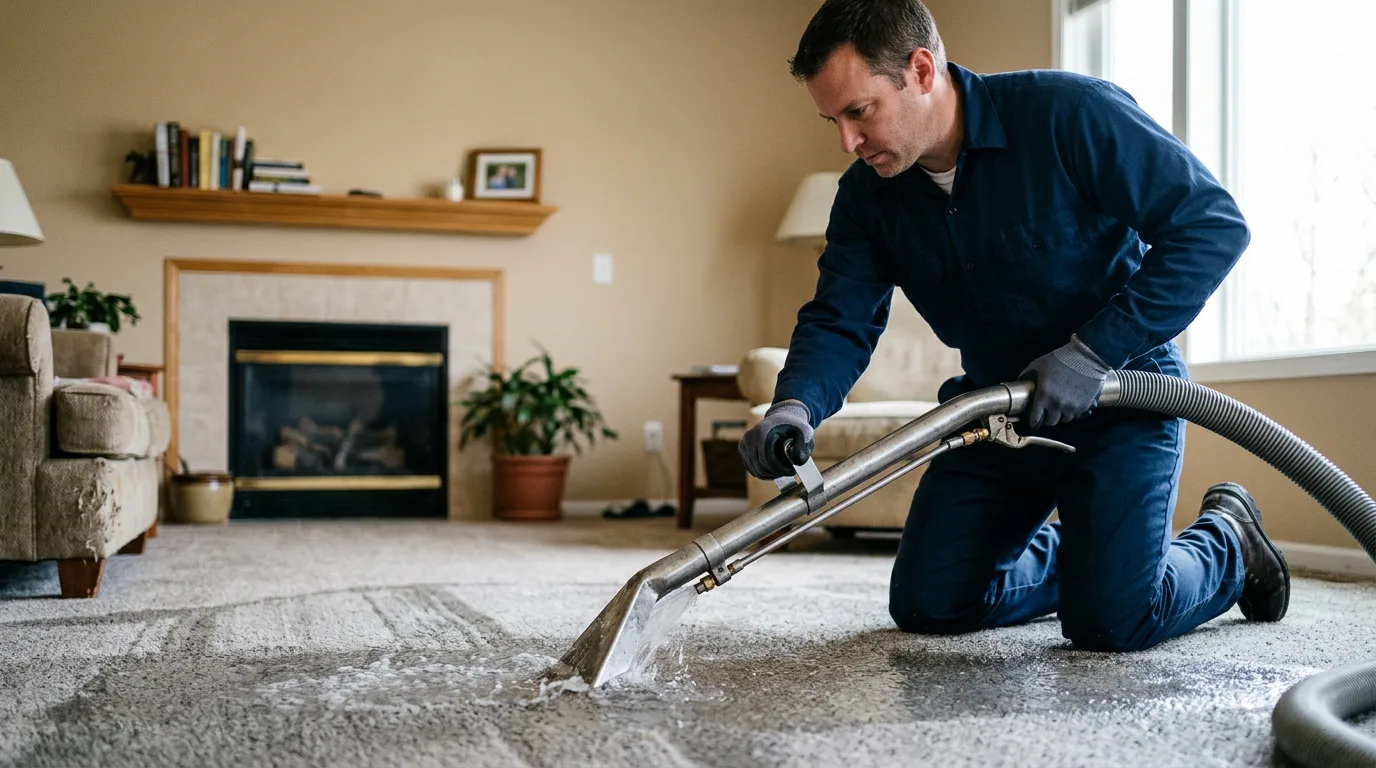 Water damage restoration technician working near Bethany, WV